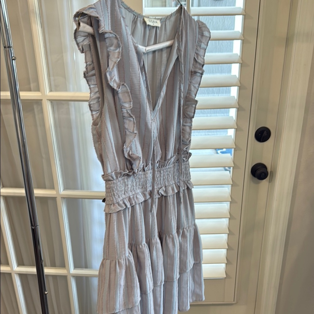 Storia Gray Sleeveless V-Neck Mini Sundress